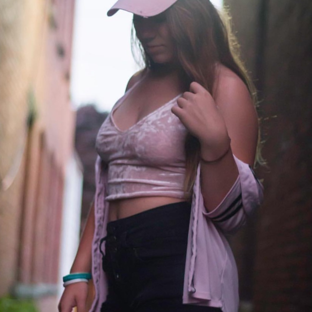 Baby pink velvet top